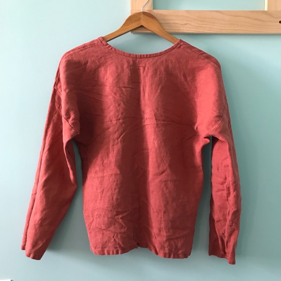 Rusty Red Conscious Clothing Linen Top Handmade in Michigan, size Medium - Picture 9 of 9